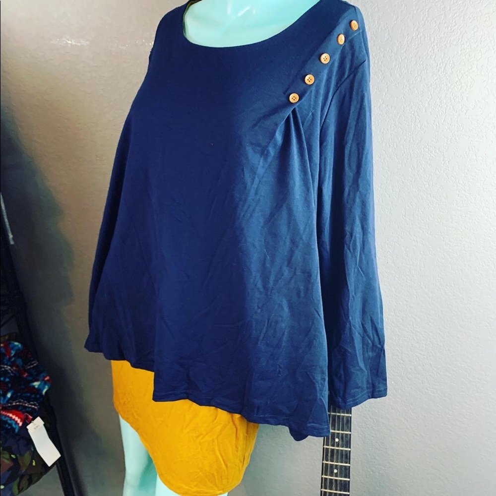 💙 Anthropologie Amaryllis Navy and Gold Sailor Tunic 1980’s Style MEDIUM